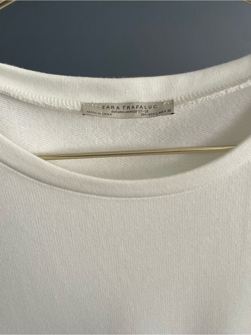Zara Off-White Crewneck Short-Sleeve Dress - Picture 4 of 4